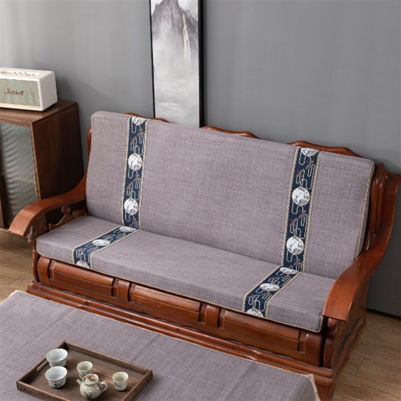实木沙发坐垫带靠背老式木质椅垫三人连体联邦春秋椅Y加厚木沙发