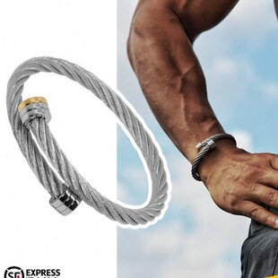 RAWNESS 战绳手环健身手链钛钢开口莫比乌斯环手镯送男友礼物 男士