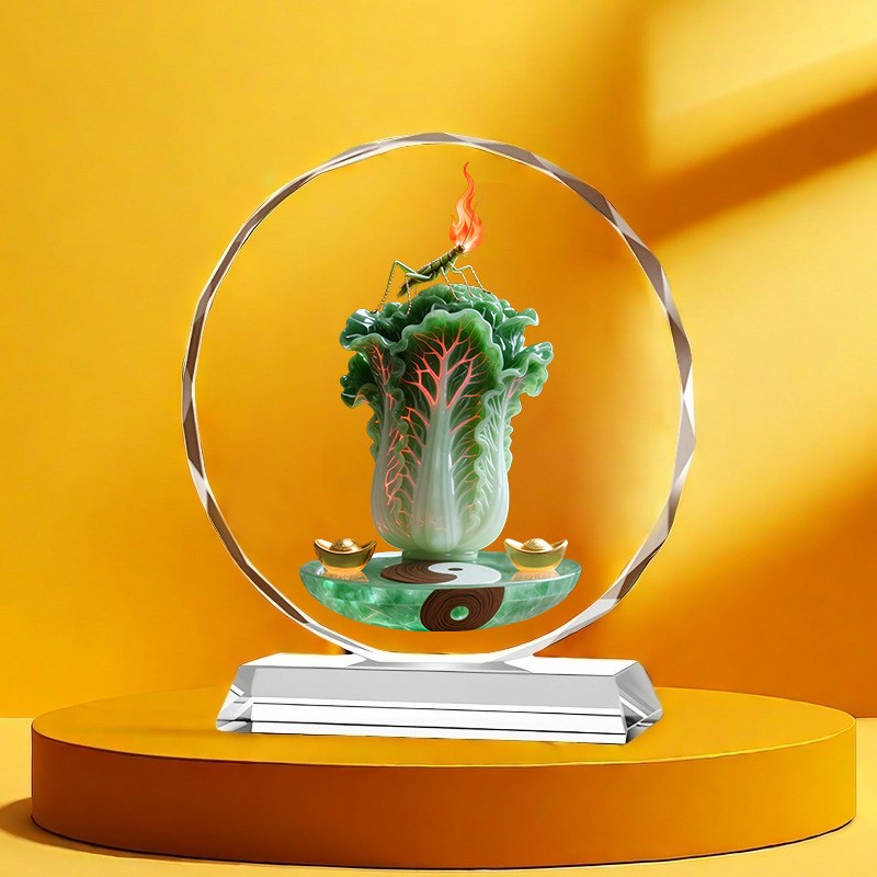 百财聚来白菜水晶摆饰桌面家居乔迁E送礼玄关招财装饰开业礼品客