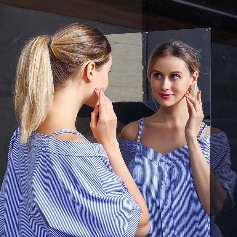 摔不碎软镜子全身镜自粘镜面贴纸墙贴玻J璃墙纸宿舍卫生间反光镜