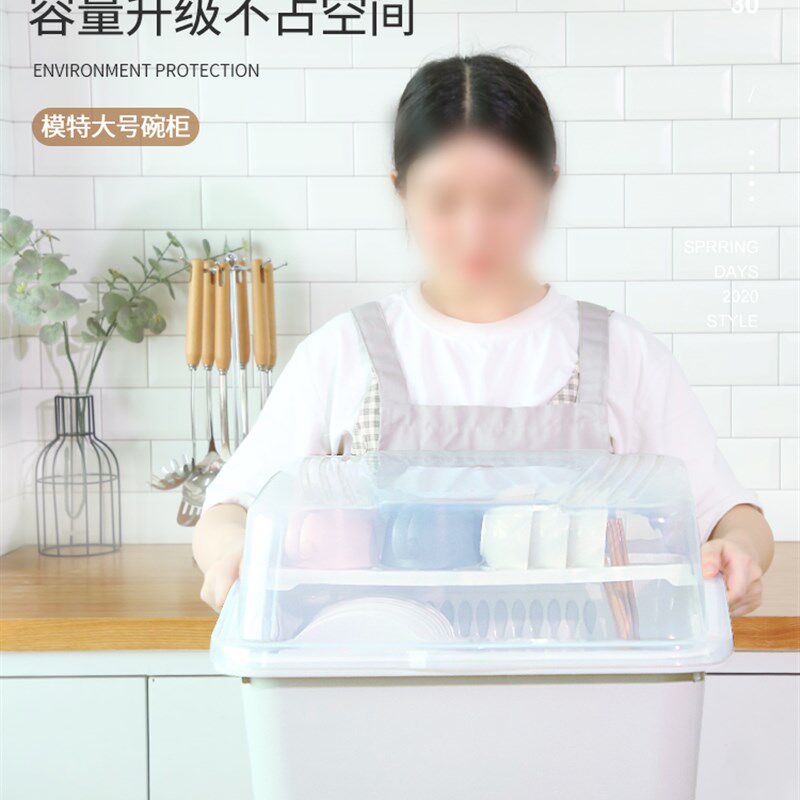 德国装碗筷收纳盒特大碗柜塑料带盖E厨房放碗碟沥水架餐具收纳箱