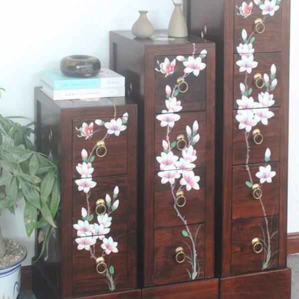 橱五斗柜实木现代斗四香樟木新中式绘斗卧室收纳储物柜彩抽屉柜三