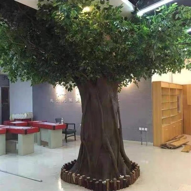 彷真大型室内柱子玻璃钢绿植大树假树榕树酒店Y室内装饰室外