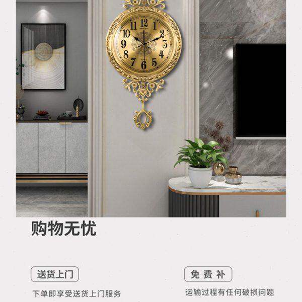 黄铜豪华钟表挂钟客厅家用时尚新款铜钟简约大气欧式挂表北欧时钟