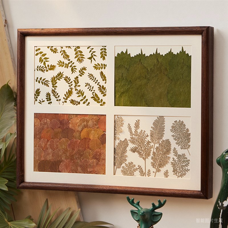 电表箱装饰画压花工艺免打孔遮挡箱客厅配电箱胡桃木四季植物画