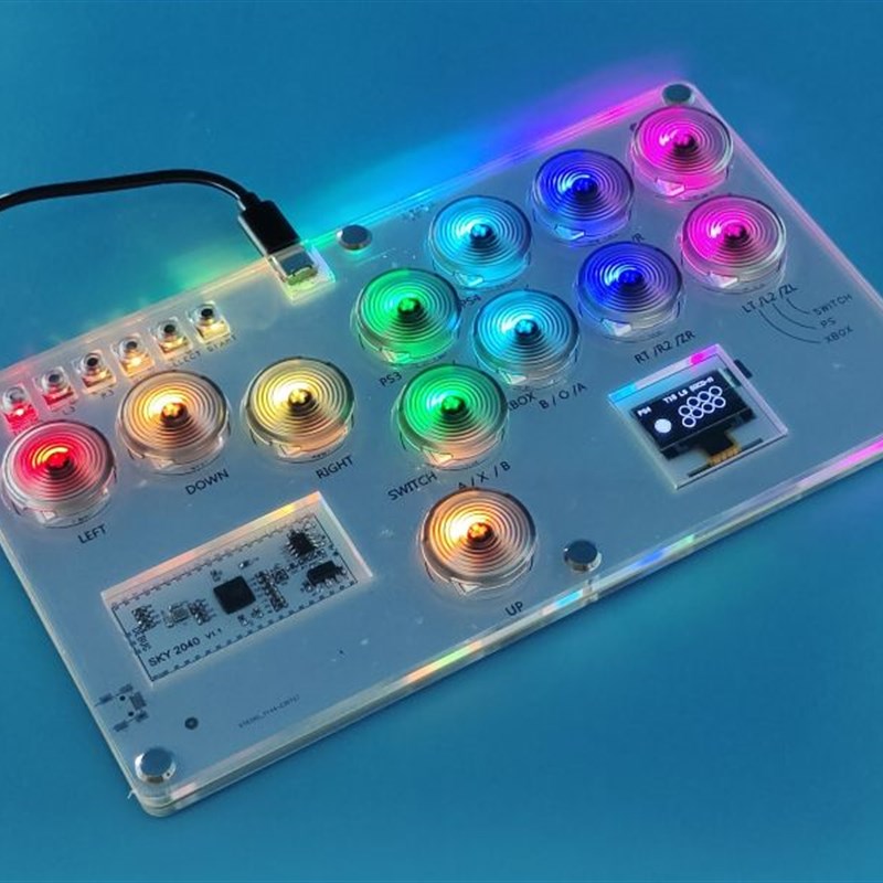 格斗键盘HITBOX树莓派SKY2040后覆盖式SOCD手机街霸6街机摇杆PS4
