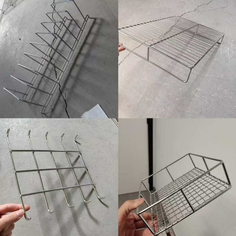 304不锈钢烧烤网片长方形烘焙晾网烤箱用网条形油炸加粗烤炉网架