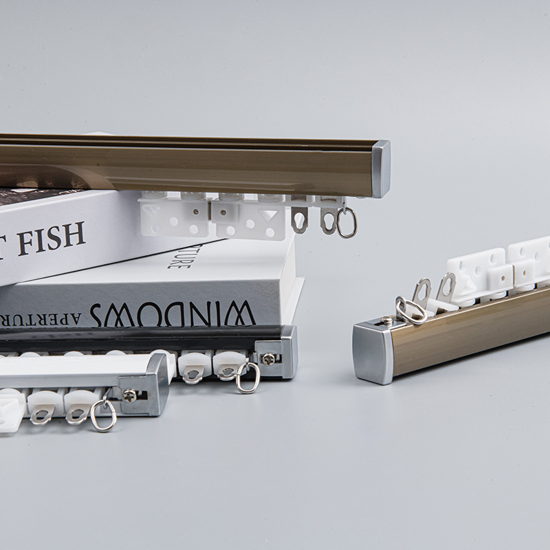 加厚铝合金窗帘轨道杆纳米静音磁吸滑轨滑轮导轨内卡顶装侧装配件