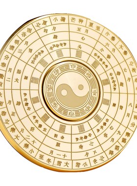 全铜解压罗盘黄铜转转手把件双面旋转随身携带把玩八卦转盘