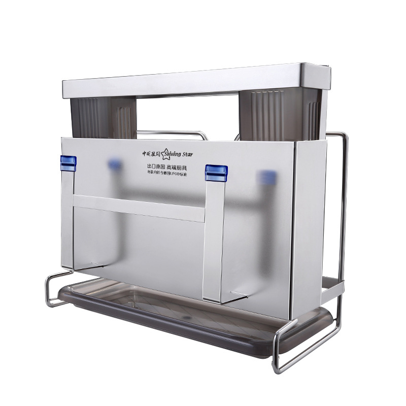 304不锈钢刀架置物架菜刀架壁挂式免打孔厨房筷笼一体收纳架