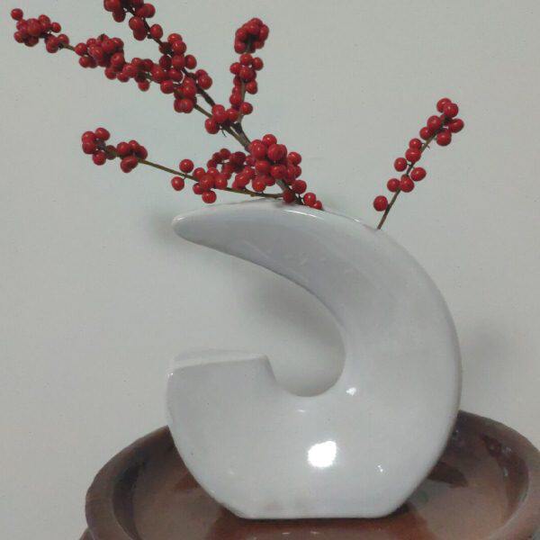 80年代出口库存陶器羊角花瓶花器干花书房客厅创意摆件插花装饰