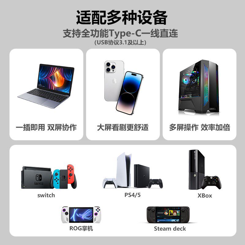 15.6寸可携式显示器4k手机电脑扩展屏笔记本外接副屏switch外接ps