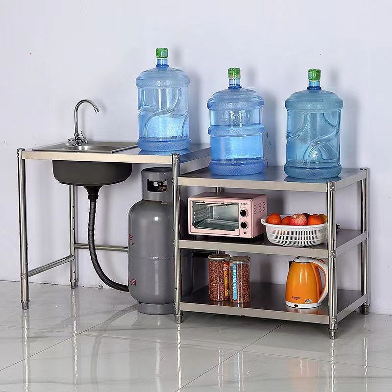 厨房出租房煤气罐架子不锈钢水槽水池灶台架操作台多功能置物架子