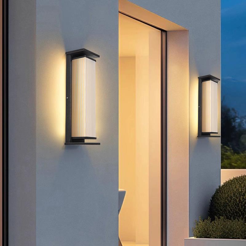 户外太阳能防水壁灯人体感应灯别墅庭院阳台院子围墙柱子长条壁灯