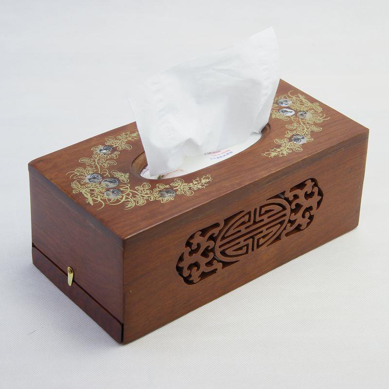 19年新品越南花梨木纸巾盒客厅餐纸盒镂空雕花抽纸盒实木纸巾之满