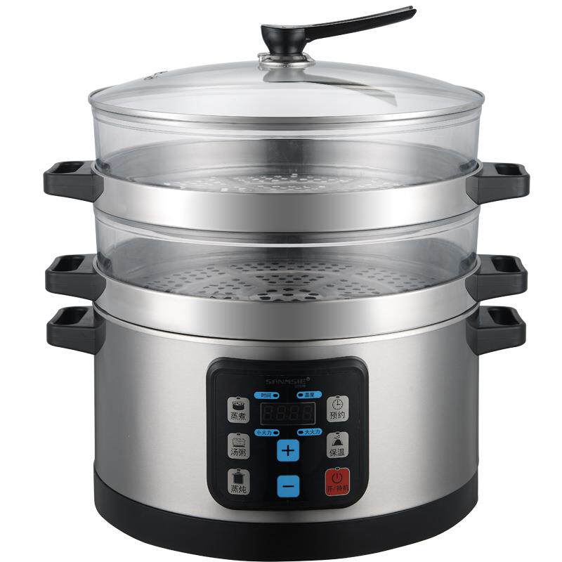 山姆斯商用透明电蒸锅多功能多层不锈钢电蒸笼可定时预约保温