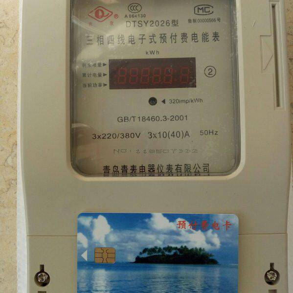 青岛青表电器仪表 青岛电度表 三相四线预付费卡表DTSY2026型老款
