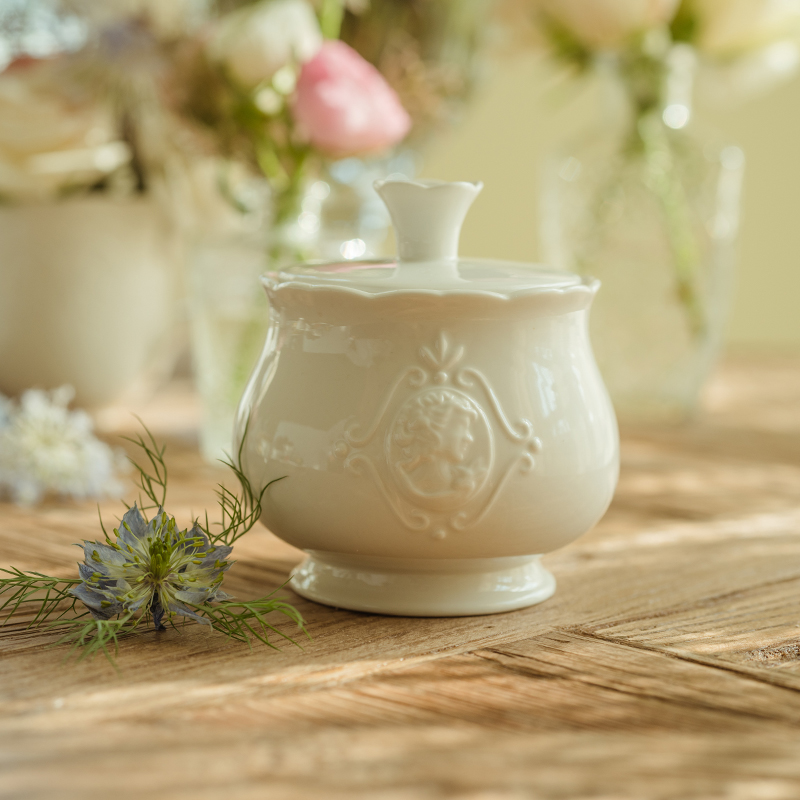 复古森林法式浮雕头像白色陶瓷下午E茶叶罐咖啡糖罐奶罐调味瓶家
