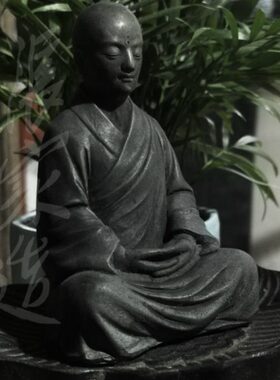 张家造新中式禅意布衣小僧摆件家居客厅庭院玄关布景装饰品小和尚