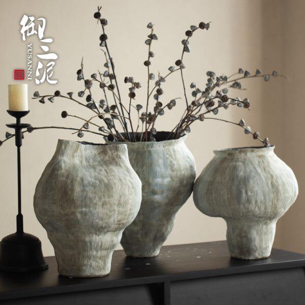 手工高级感艺术插花简约现代客厅民宿插花摆件装饰陶瓷台面花瓶