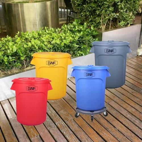GNF大号塑料垃圾桶圆形水桶分类环卫桶工业储物桶带盖万向轮底座