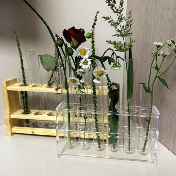 试管架 插花架 木质试管架 干花存放瓶 玻璃管