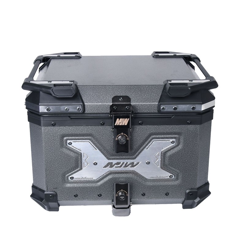 45L55L爆花银铝合金尾箱大容量摩托车尾箱踏板车小牛电动车后备箱