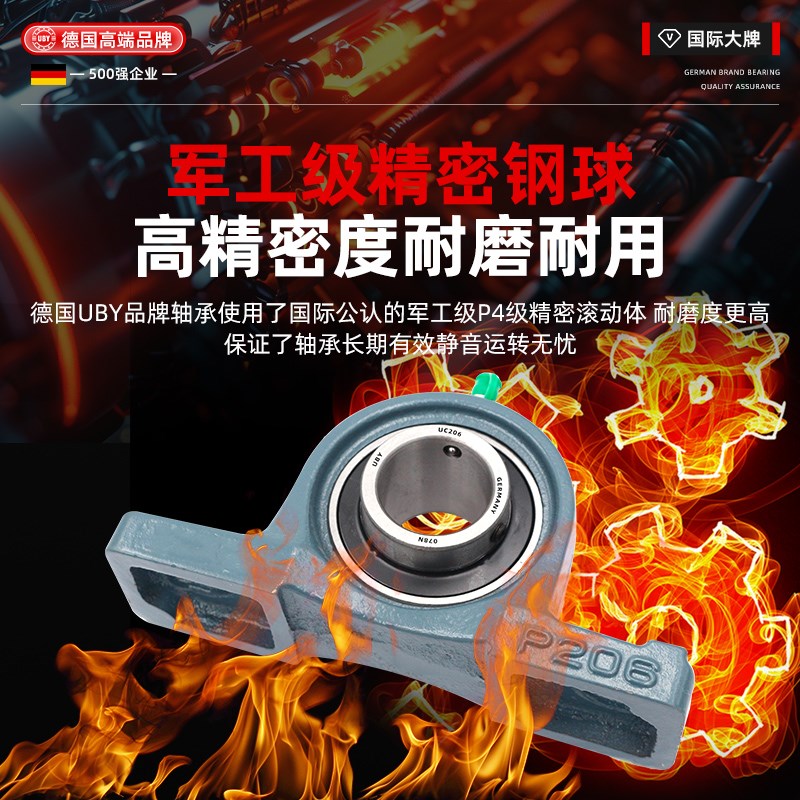 进口耐高温外球面轴承立式UCP204 P205 P206 207 208 209 210 211