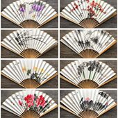 文玩绘手绘宣纸折扇玉竹扇面扇折扇9寸纯手成水磨扇面扇折扇苏工