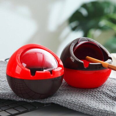 烟缸密封客厅烟灰缸家用可爱少女带盖有盖塑料个性创意防风潮流