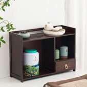 桌上茶壶架小型竹多层置物架茶杯架茶具茶叶罐收纳实木桌面博古架