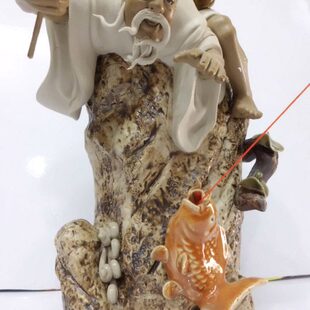 陶瓷 得礼物家居心礼品渔夫湾应手饰品石 艺术工艺品摆件摆设渔翁
