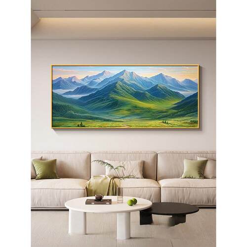 背后有靠山客厅挂画现代简约沙发背景墙挂画高档大气巨人山风景画