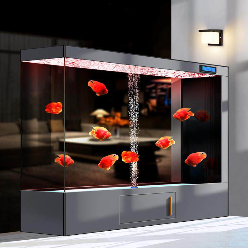 2025新款鱼缸客厅大型屏风隔断一体式带柜子水族箱超白玻璃免换水