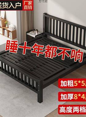 铁艺床双人床1.8铁床单人1.5米出租屋铁架床卧室家用不锈钢铁架床
