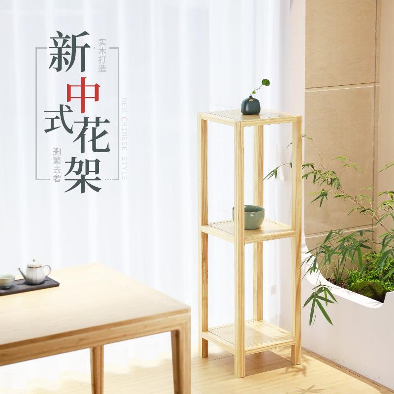 实木花架室内落地置物架花店免安装方形简易抽屉养花展示架子