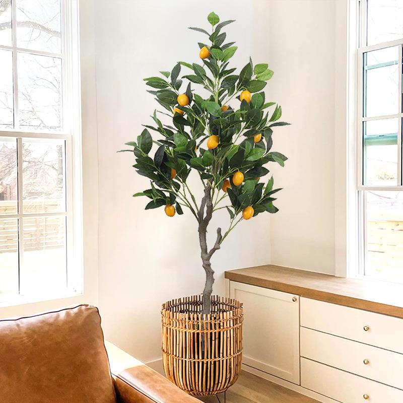 家居仿真绿植柠檬树北欧室内仿真橘子树植物盆栽桔子假树摆件