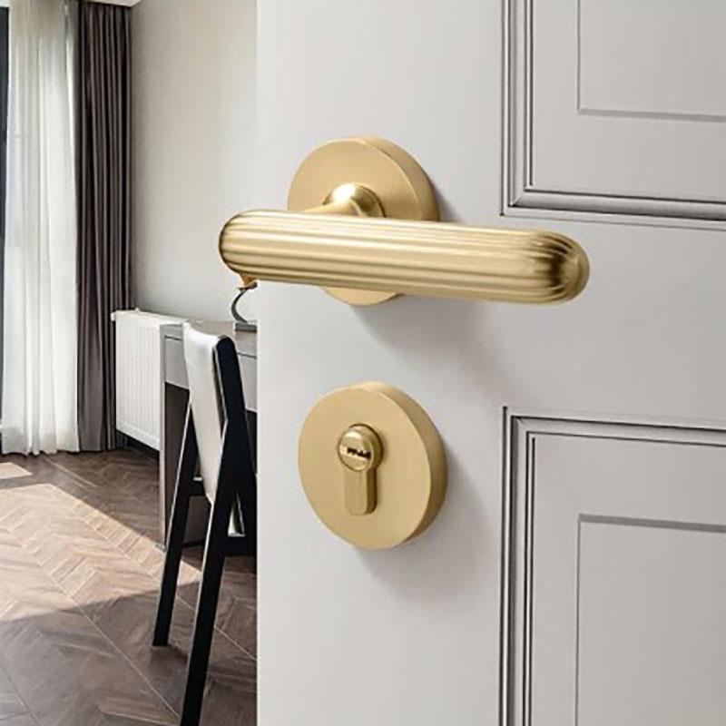 新款门锁室内卧室北欧黑色分体卫生间简约房门锁静音把手实木门锁