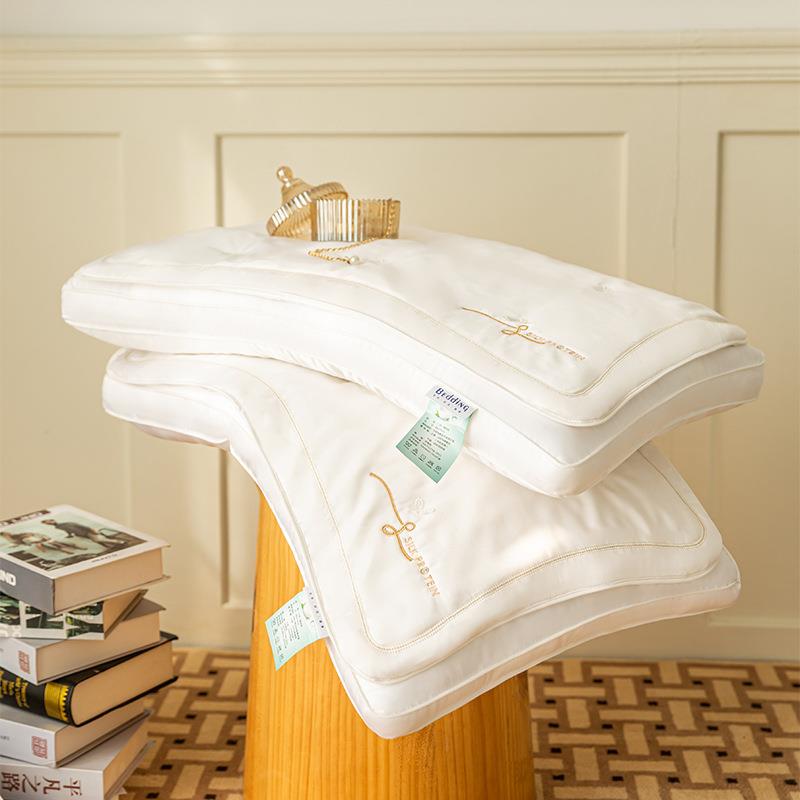 高端刺绣榨蚕丝二合一枕芯48×74cm×1