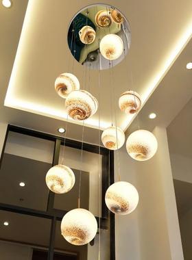 挑空复式楼loft公寓中空挑高客厅灯别墅楼梯灯长吊灯北欧现代简约