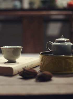 9V7T|亦汝|汝窑世家 晓芳窑天青色 汝瓷 主人杯 茶壶 开片天青釉