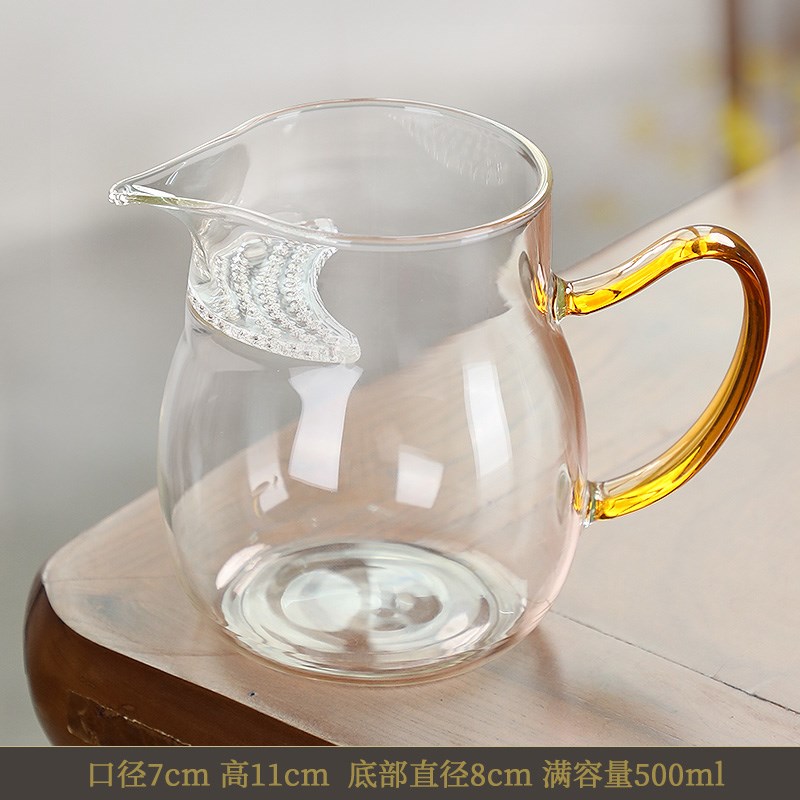 加厚玻璃公道杯茶漏一体分茶器大号耐热绿茶专P用过滤泡茶滤网公
