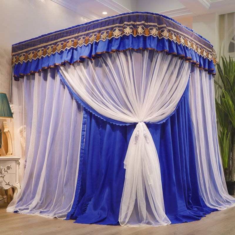 双层床幔式蚊帐加厚遮q光导轨蚊帐U型家用加粗不锈钢支架防尘蚊帐