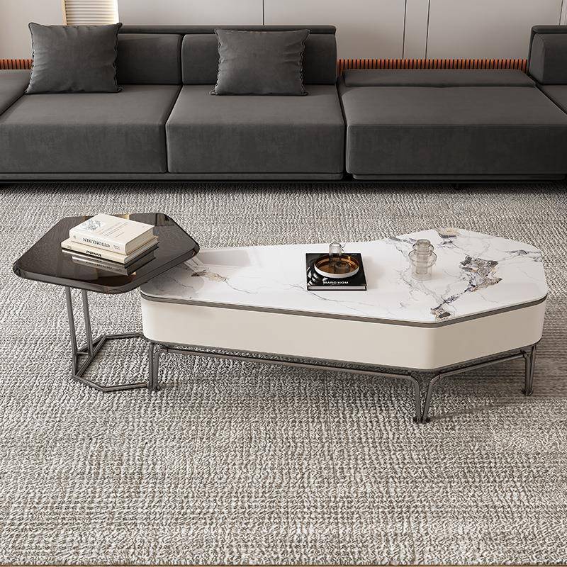 现代简约异形设计师现代简约岩板客厅家用网红小户型茶几边几组合