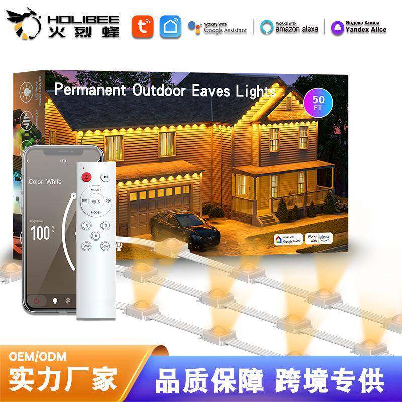 2024新品户外智能屋檐灯RGB幻彩氛围灯APP控制户外屋檐亮化装饰灯