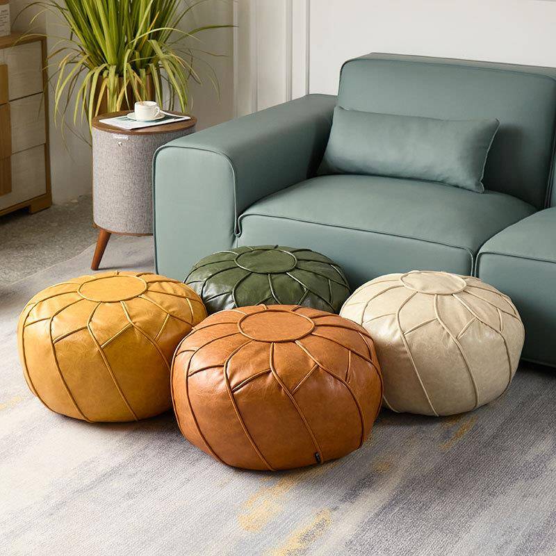 摩洛哥蒲团圆形沙发搁脚凳办公室午休垫脚凳可折叠户外收纳套坐垫