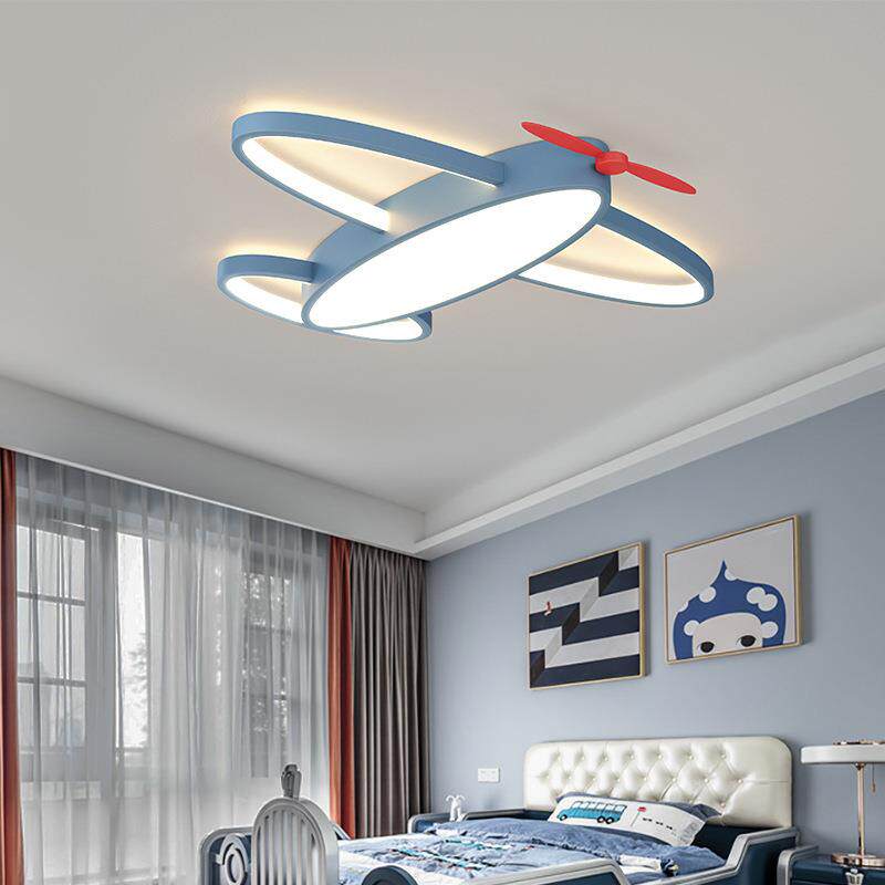 儿童房蓝飞机灯创意个性现代简约LED吸顶灯男孩卡通护眼卧室灯具