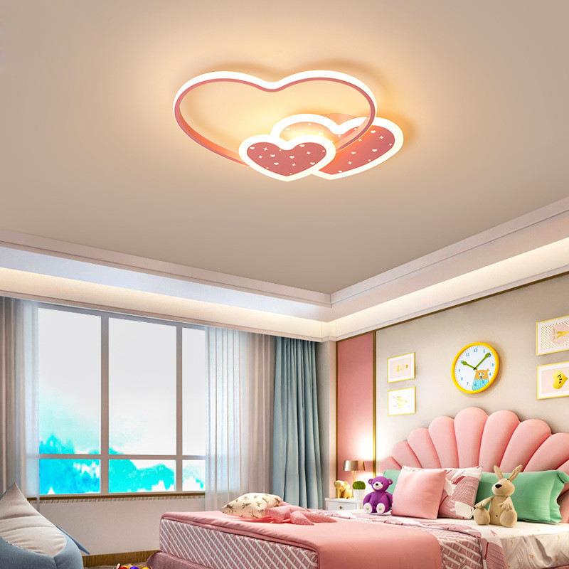 卧室简约现代创意温馨led吸顶灯粉色浪漫心形婚房儿童房卧室灯饰