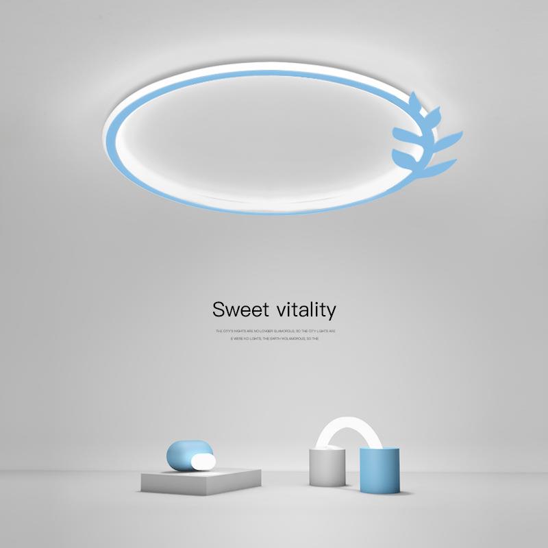 卧室灯吸顶灯现代简约led书房灯饰北欧灯具极简蓝色圆形灯儿童灯