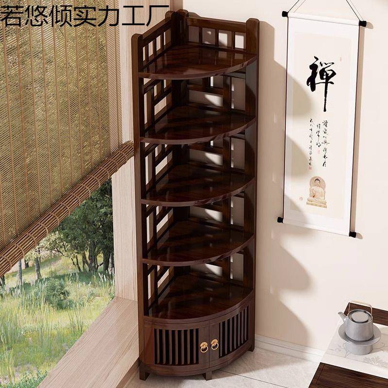 转角置物架家用转角柜墙角柜新中式餐厅角落柜客厅边角柜沙发边柜